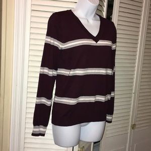 Hippie Rose sweater size M deep plum stripe